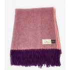 100% Wool Blanket/Throw/Rug Pink & Purple Herringbone